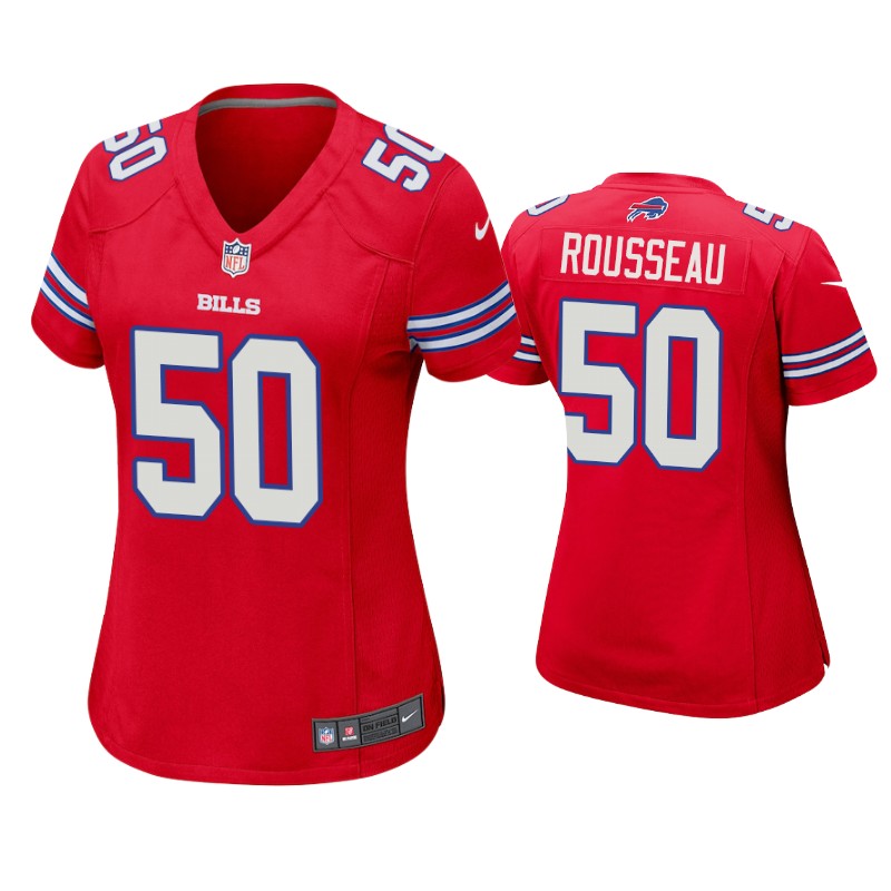 Women's Gregory Rousseau Buffalo Bills #50 Red Game Jersey
