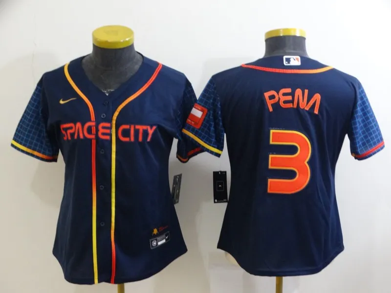 Women's Houston Astros #3 Jeremy Pena 2022 Navy Blue City Connect Flex Base Stitched Baseball Jersey