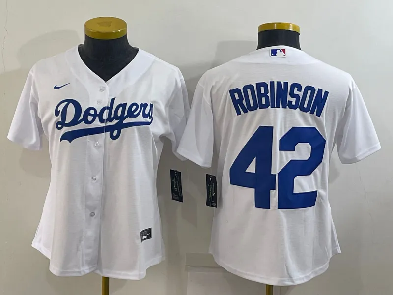Women's Los Angeles Dodgers #42 Jackie Robinson White Stitched MLB Cool Base Nike Jersey