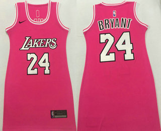 Women's Los Angeles Lakers #24 Kobe Bryant Pink Nike Swingman Stitched Dress Jersey