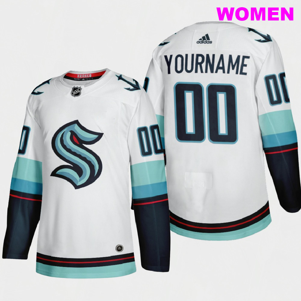 Women's Seattle Kraken Custom Adidas 2021-22 White Away Stitched NHL Jersey