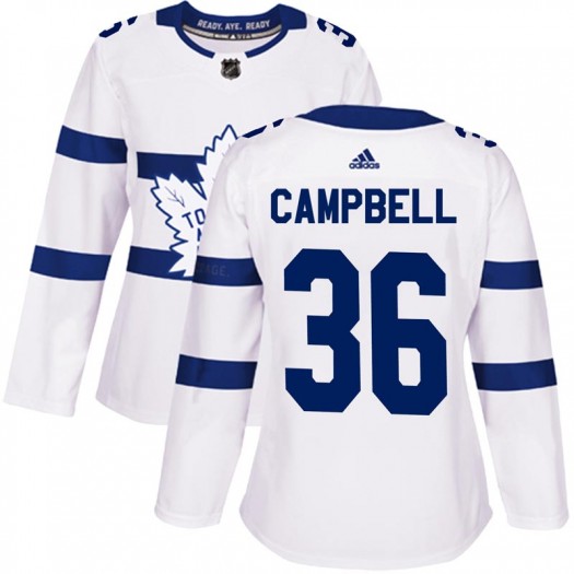 Women's Toronto Maple Leafs #36 Jack Campbell Adidas Authentic White 2018 Stadium Series Jersey
