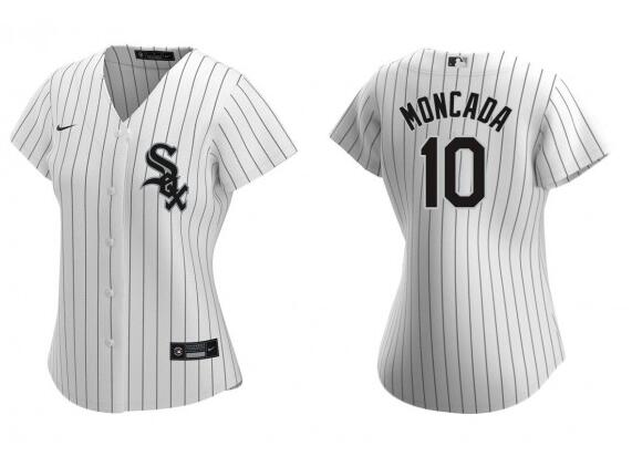 Women Chicago White Sox #10 Yoan Moncada White Replica Home Women's Jersey