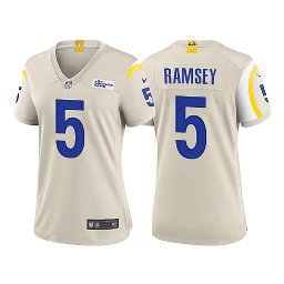 Women Jalen Ramsey Game Rams #5 Bone Nike Jersey