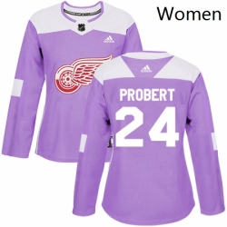 Womens Adidas Detroit Red Wings 24 Bob Probert Authentic Purple Fights Cancer Practice NHL Jersey