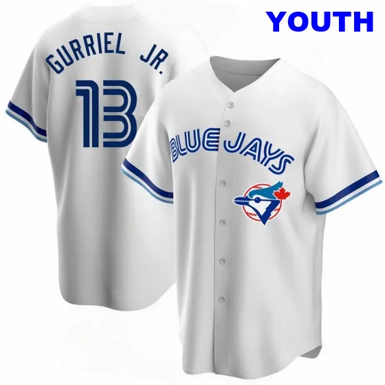 YOUTH TORONTO BLUE JAYS #13 LOURDES GURRIEL JR. WHITE HOME COOPERSTOWN COLLECTION JERSEY