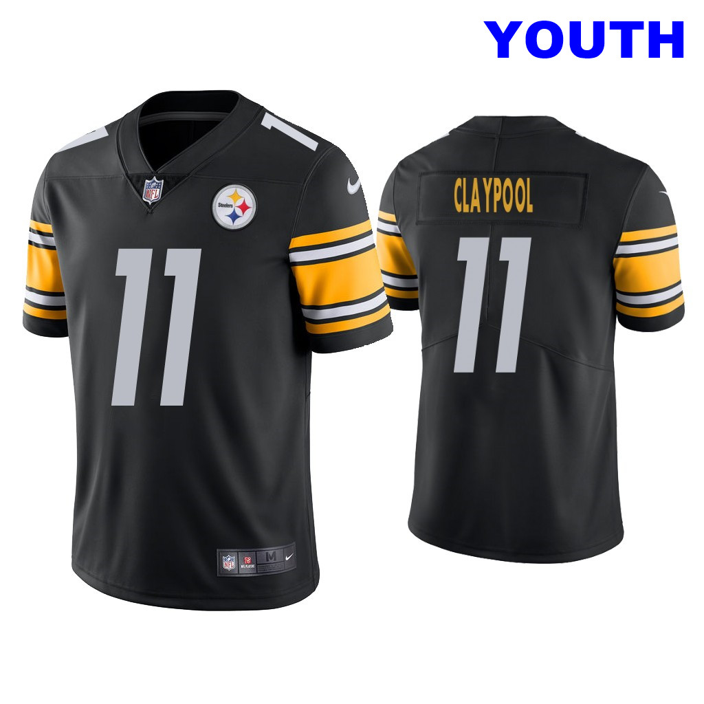 Youth  #11 Chase Claypool Steelers Men's 2020 NFL Draft Black Vapor Limited kids Jersey