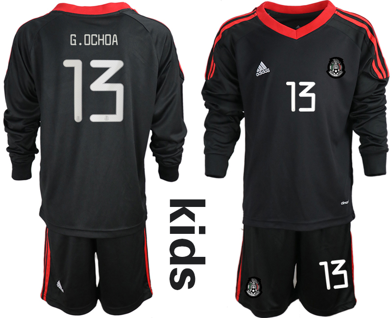 Youth 2020-21 Mexico black goalkeeper 13# G.OCHOA long sleeve soccer jerseys.