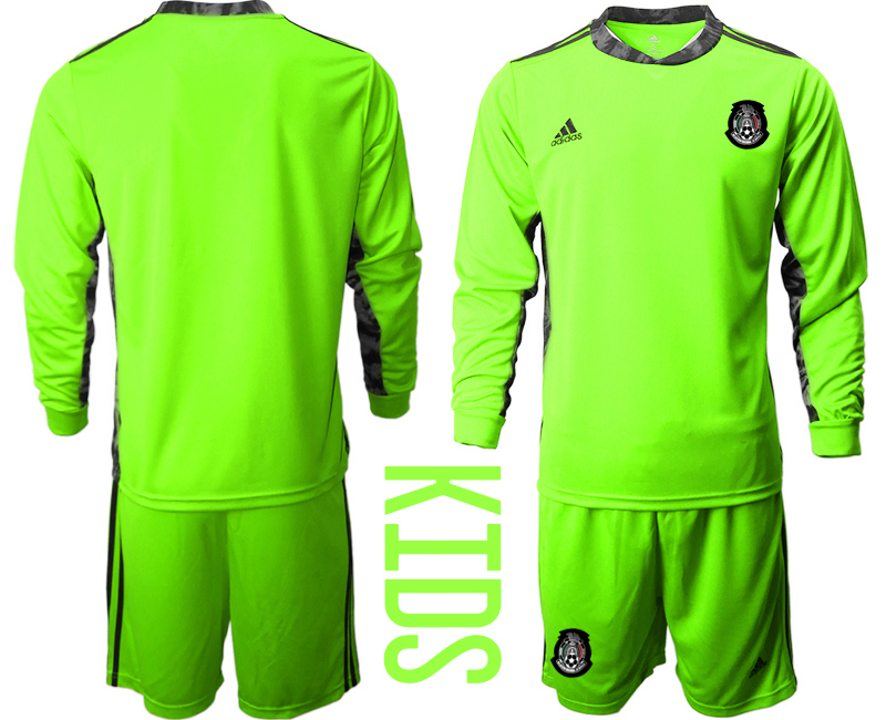 Youth 2020-21 Mexico fluorescent green goalkeeper long sleeve soccer jerseys