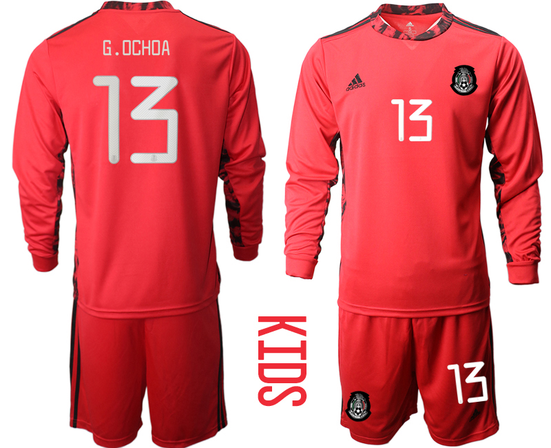 Youth 2020-21 Mexico red goalkeeper 13# G.OCHOA long sleeve soccer jerseys