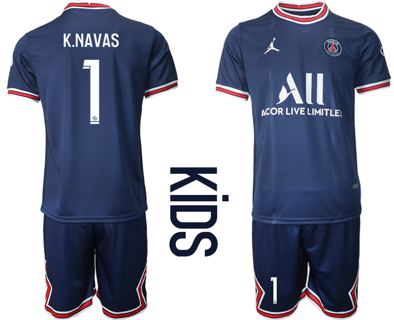 Youth 2021-22 Paris Saint-Germain home 1# K.NAVAS soccer jerseys