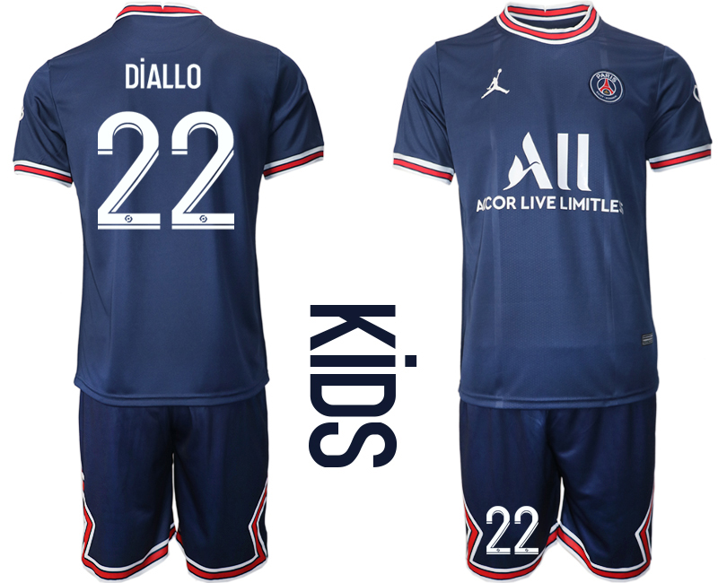 Youth 2021-22 Paris Saint-Germain home 22# DIALLO occer jerseys