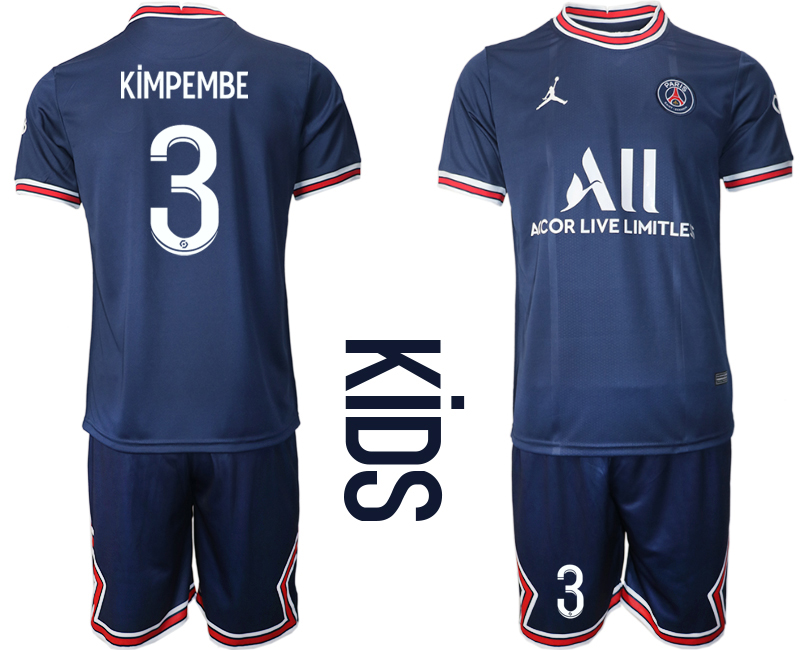 Youth 2021-22 Paris Saint-Germain home 3# KIMPEMBE soccer jerseys