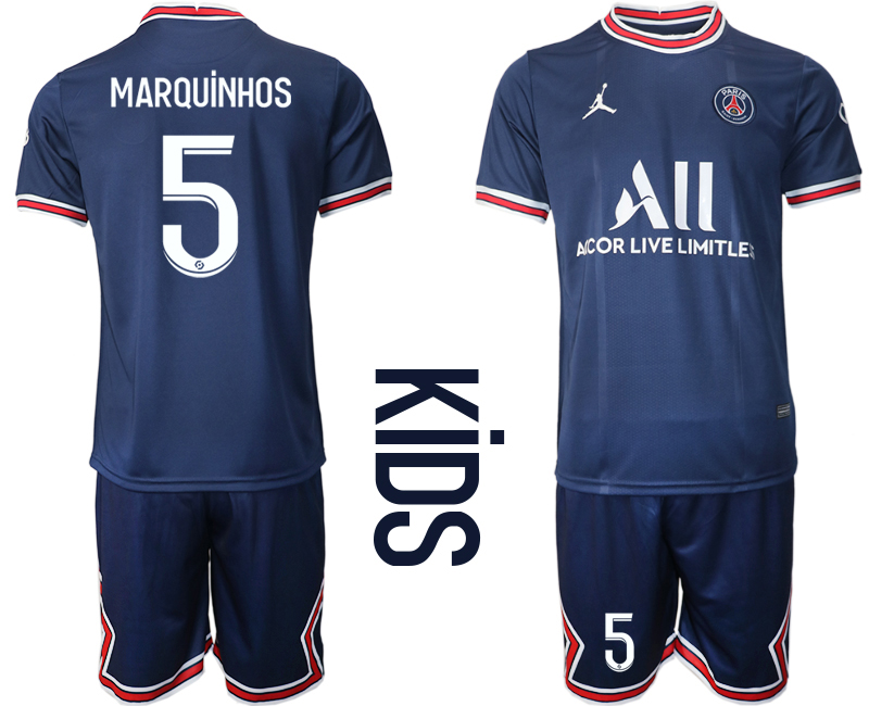 Youth 2021-22 Paris Saint-Germain home 5# MARQUINHOS soccer jerseys