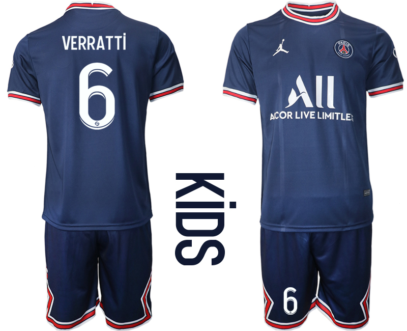 Youth 2021-22 Paris Saint-Germain home 6# VERRATTI soccer jerseys