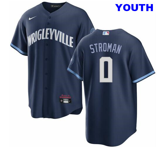 Youth's Marcus Stroman Chicago Cubs #0 2021 City Connect navy Jersey by Nike
