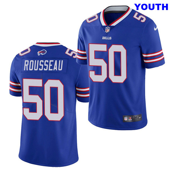 Youth Buffalo Bills #50 Gregory Rousseau Blue 2021 Vapor Untouchable Limited Stitched NFL Jersey
