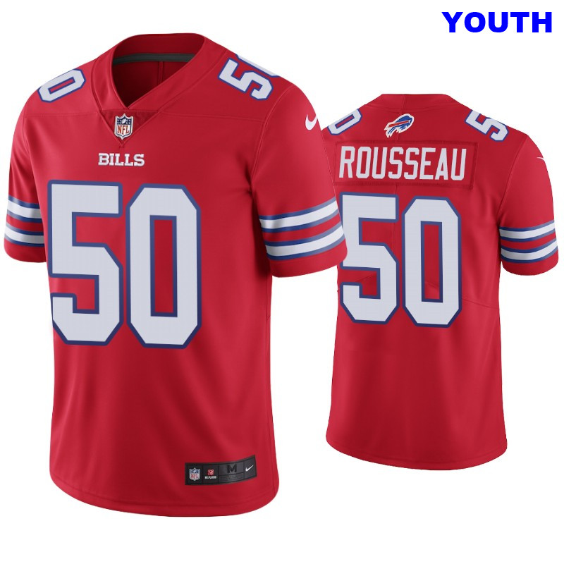 Youth Gregory Rousseau Buffalo Bills #50 Vapor Limited Red Jersey