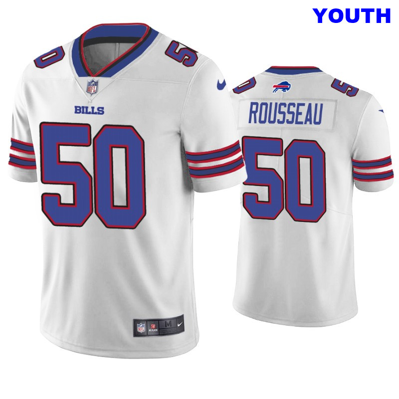 Youth Gregory Rousseau Buffalo Bills #50 Vapor Limited White Jersey