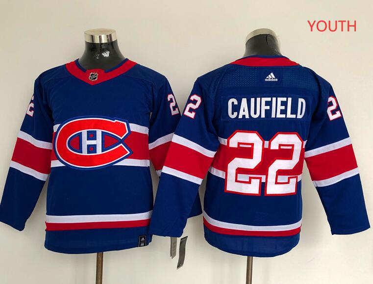 Youth Montreal Canadiens #22 Cole Caufield 2021 Reverse Retro Royal Special Edition Authentic Jersey