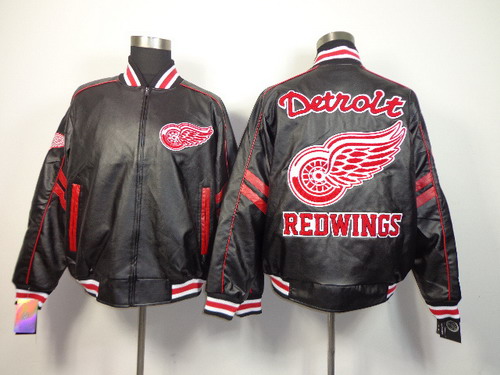 Detroit Red Wings Blank Black Leather Coat